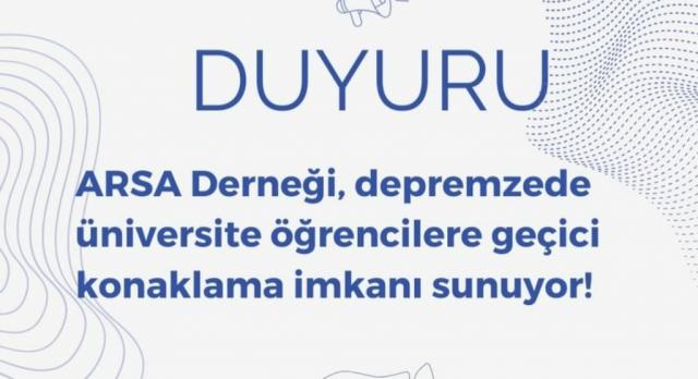 ARSA: Geçici Konaklama Desteği (Öğrenciler için)